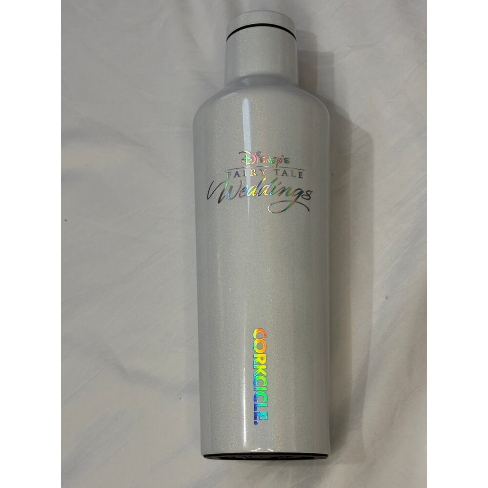 Corkcicle Disney Fairy Tale Weddings Canteen 20oz White Glitter Holographic